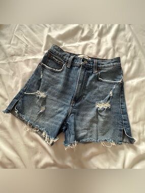 Abercrombie & Fitch Distressed Denim Cutoff Shorts - Blue Wash